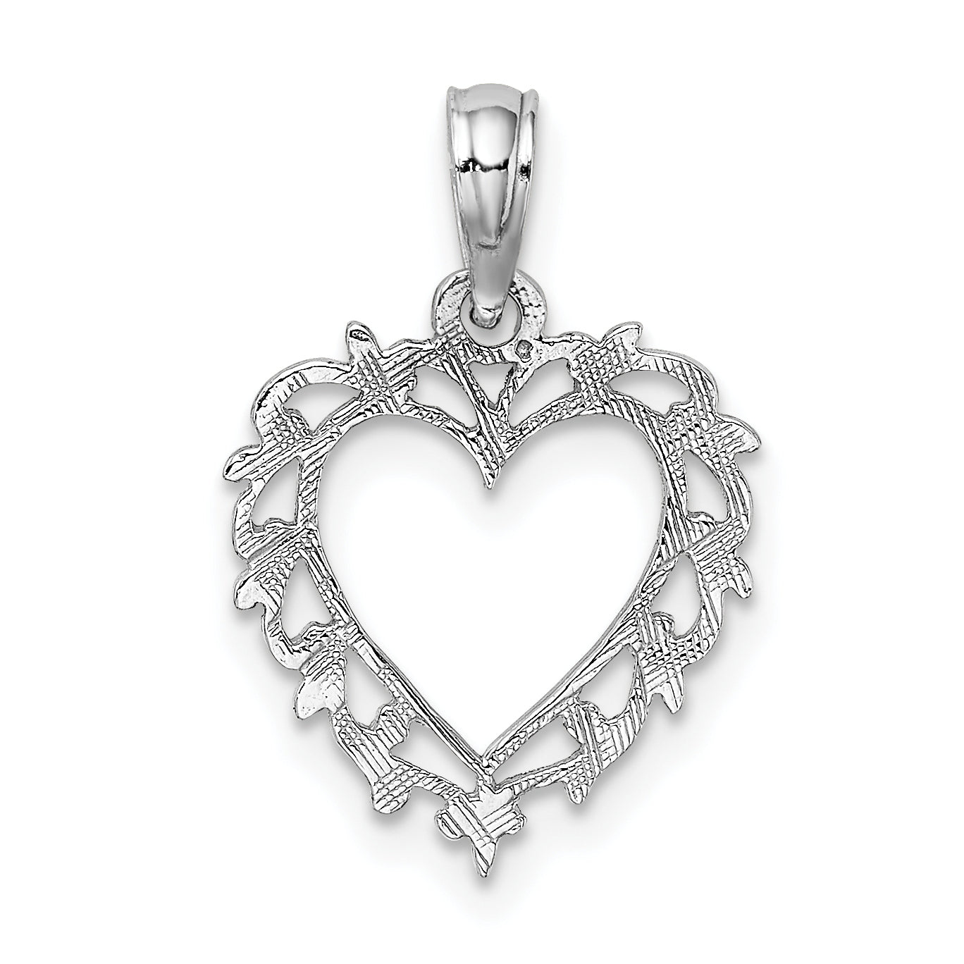 14K White Gold Heart w/ Lace Trim Charm