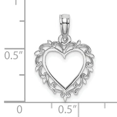 14K White Gold Heart w/ Lace Trim Charm