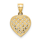 14K Cut-Out and Textured Woven Heart Charm