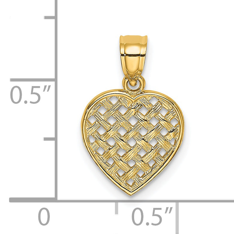 14K Cut-Out and Textured Woven Heart Charm
