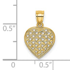 14K Cut-Out and Textured Woven Heart Charm
