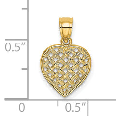 14K Cut-Out and Textured Woven Heart Charm