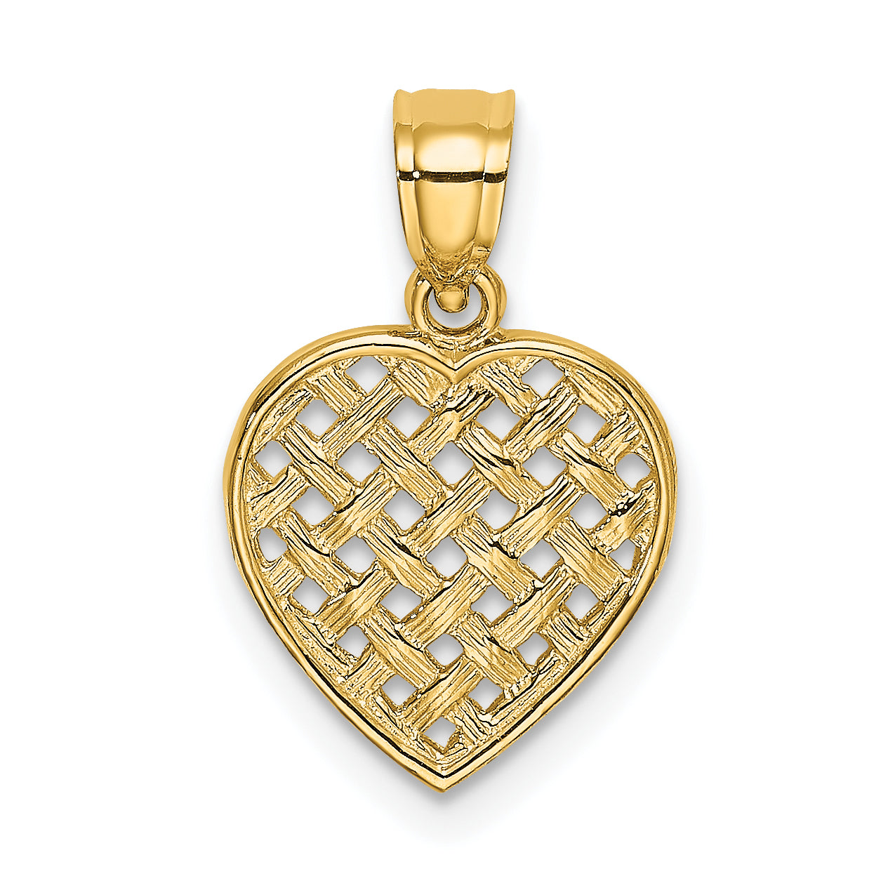 14K Cut-Out and Textured Woven Heart Charm Main image