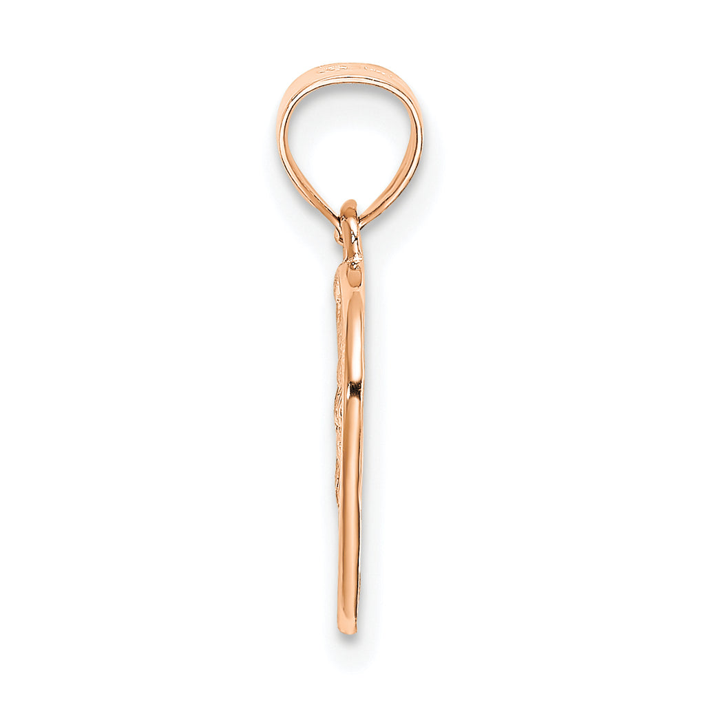 14K Rose Polished Cut-Out and Textured Woven Heart Charm