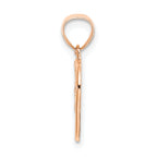14K Rose Polished Cut-Out and Textured Woven Heart Charm