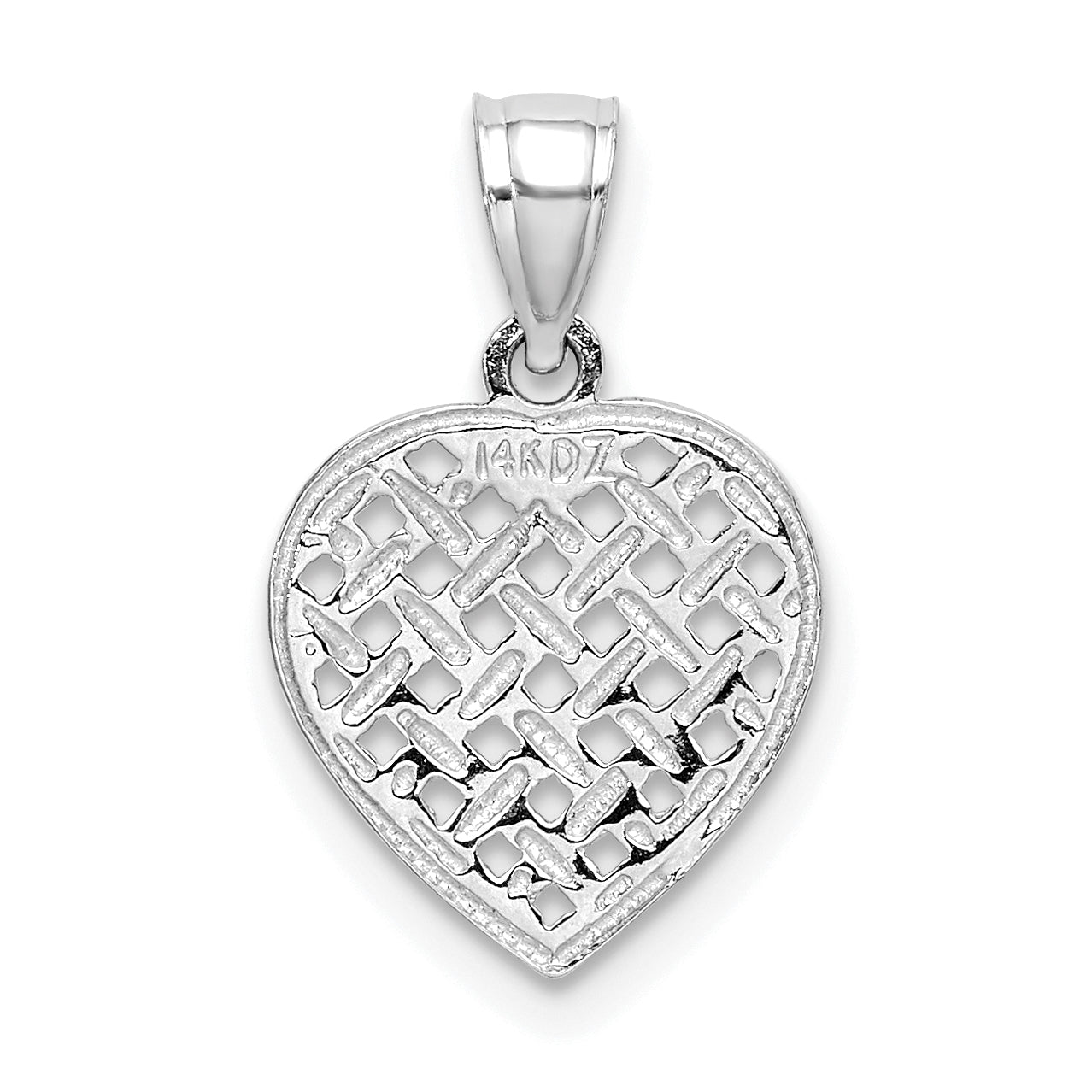 14K White Gold Cut-Out and Textured Woven Heart Charm