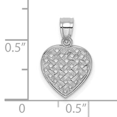 14K White Gold Cut-Out and Textured Woven Heart Charm