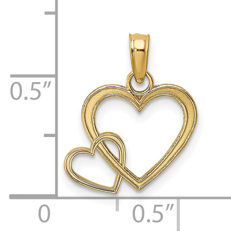 14K Flat Two Hearts Intertwined Charm