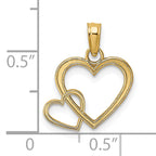 14K Flat Two Hearts Intertwined Charm