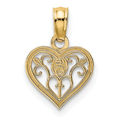 14K Polished Filigree Heart Pendant