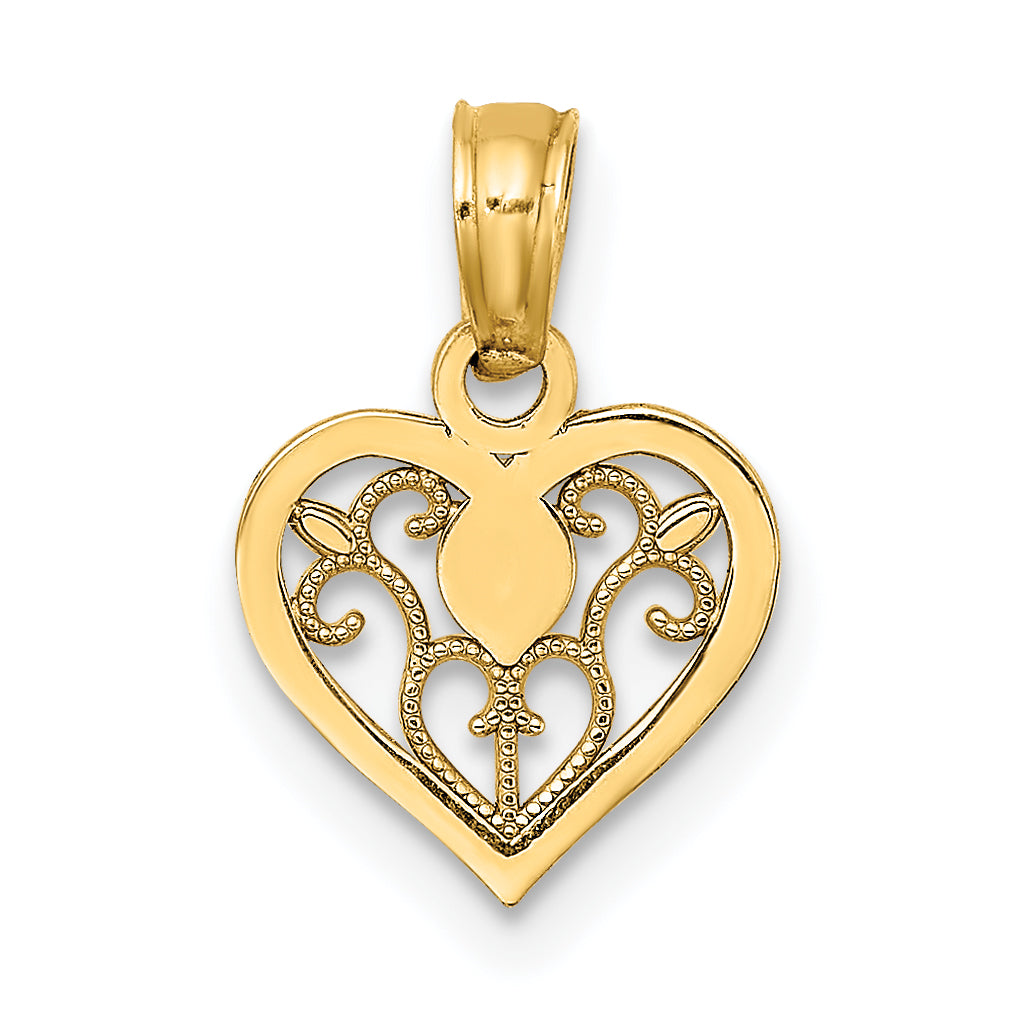 14K Polished Filigree Heart Pendant Main image