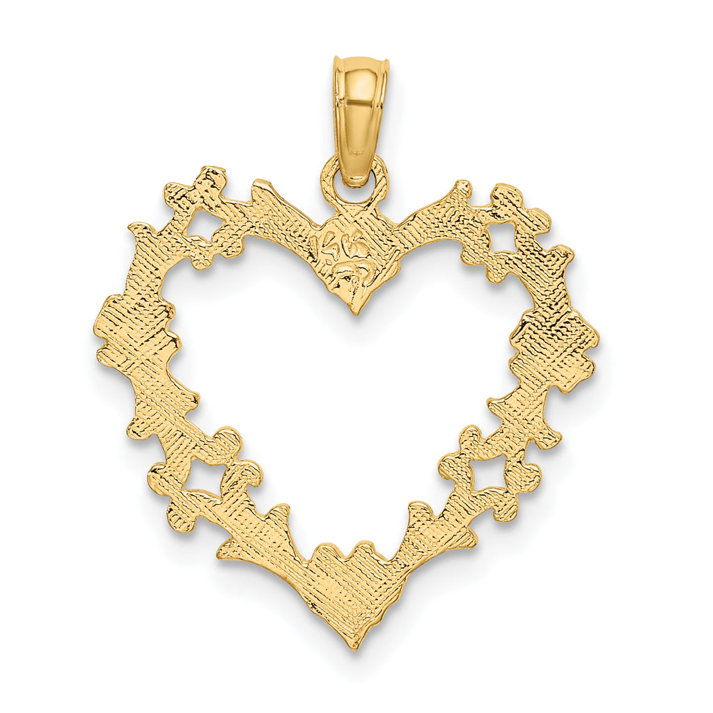 14K Cut-Out Floral Heart Charm