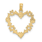 14K Cut-Out Floral Heart Charm