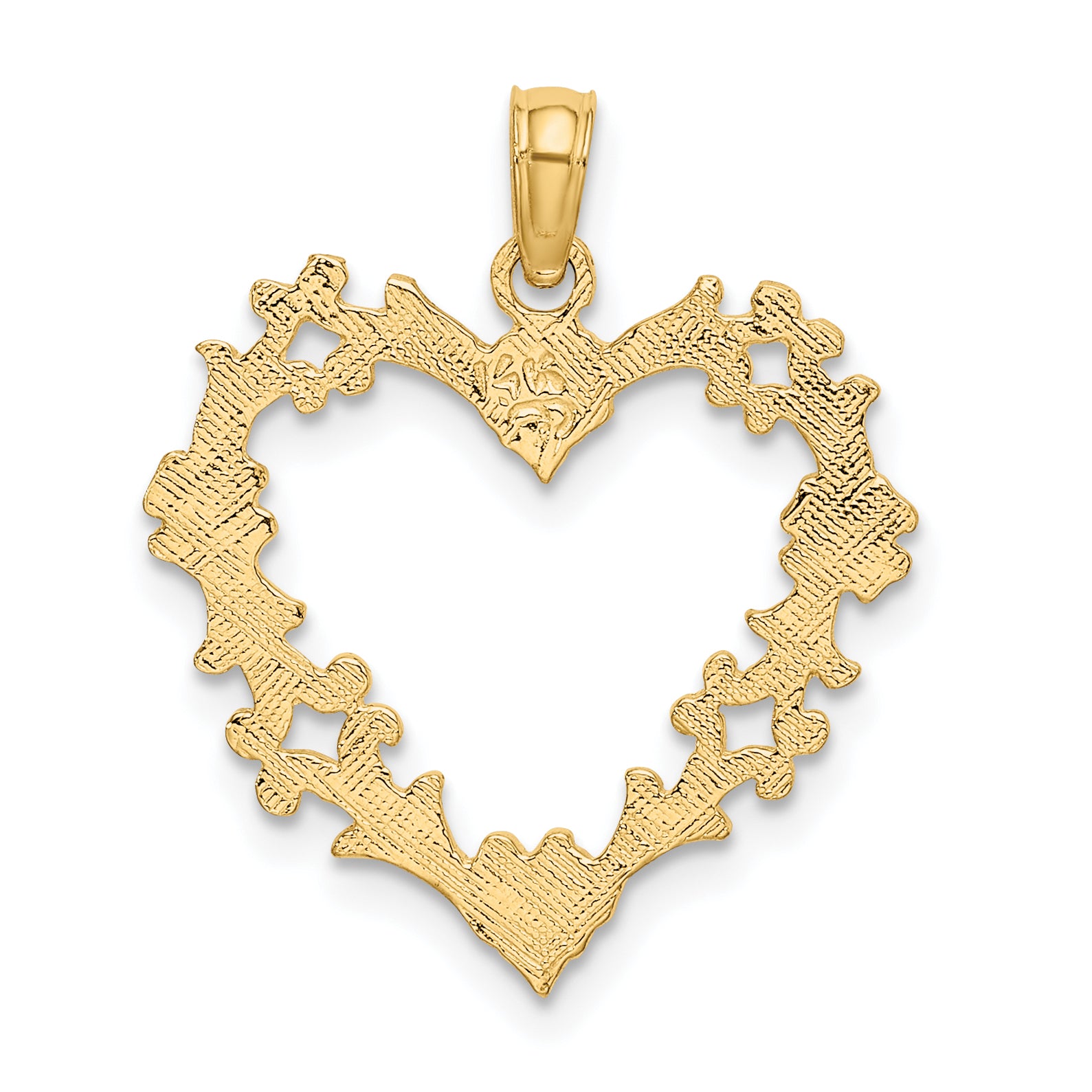 14K Cut-Out Floral Heart Charm