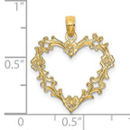 14K Cut-Out Floral Heart Charm
