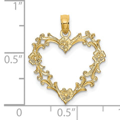 14K Cut-Out Floral Heart Charm