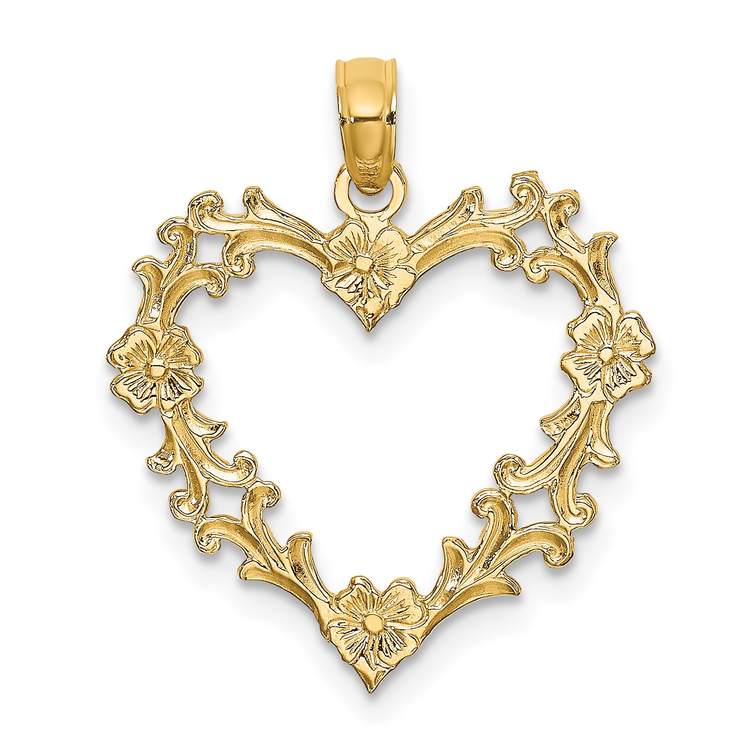 14K Cut-Out Floral Heart Charm Main image