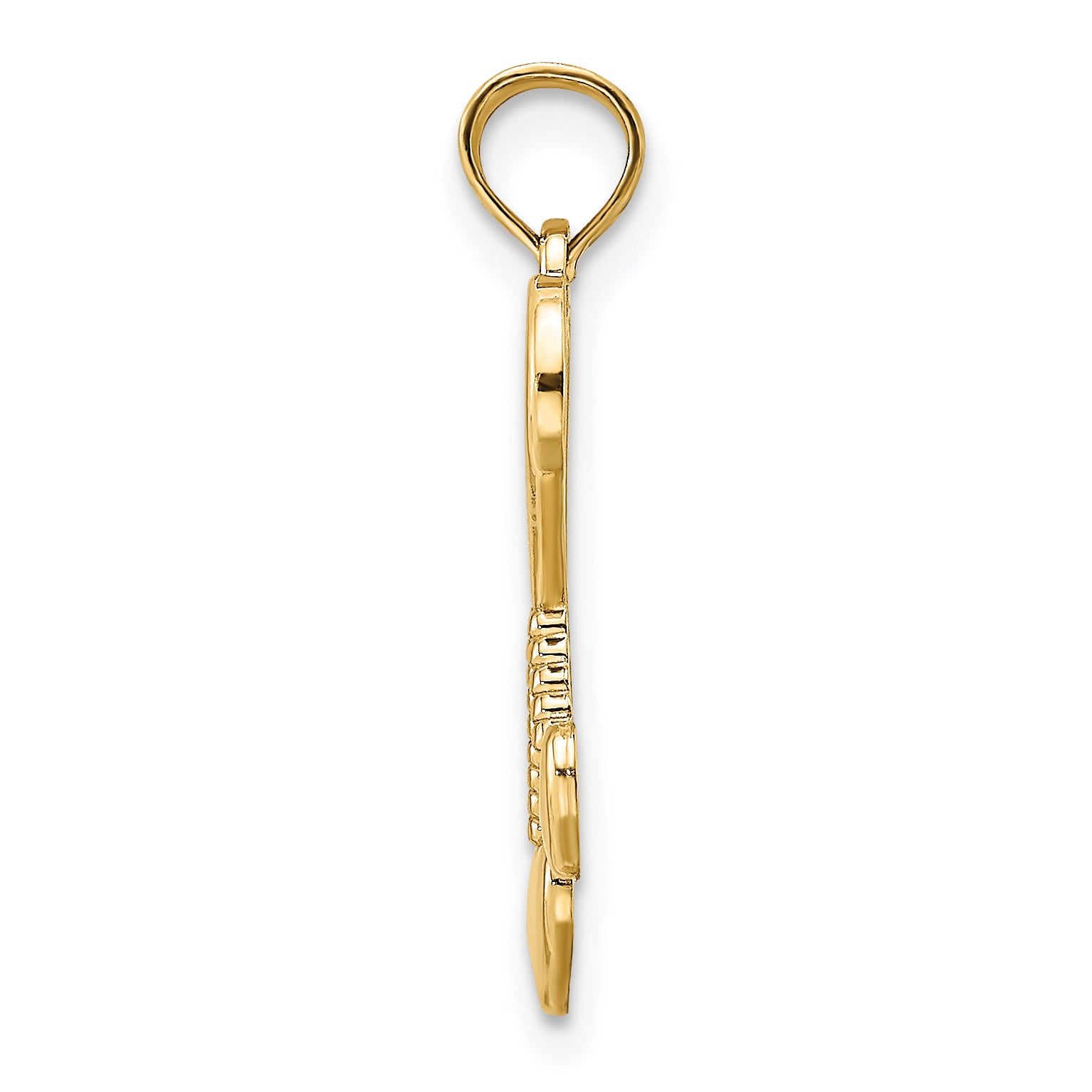 14K Polished Heart w/ Double Heart Tassle Charm