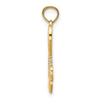 14K Polished Heart w/ Double Heart Tassle Charm