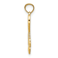 14K Polished Heart w/ Double Heart Tassle Charm