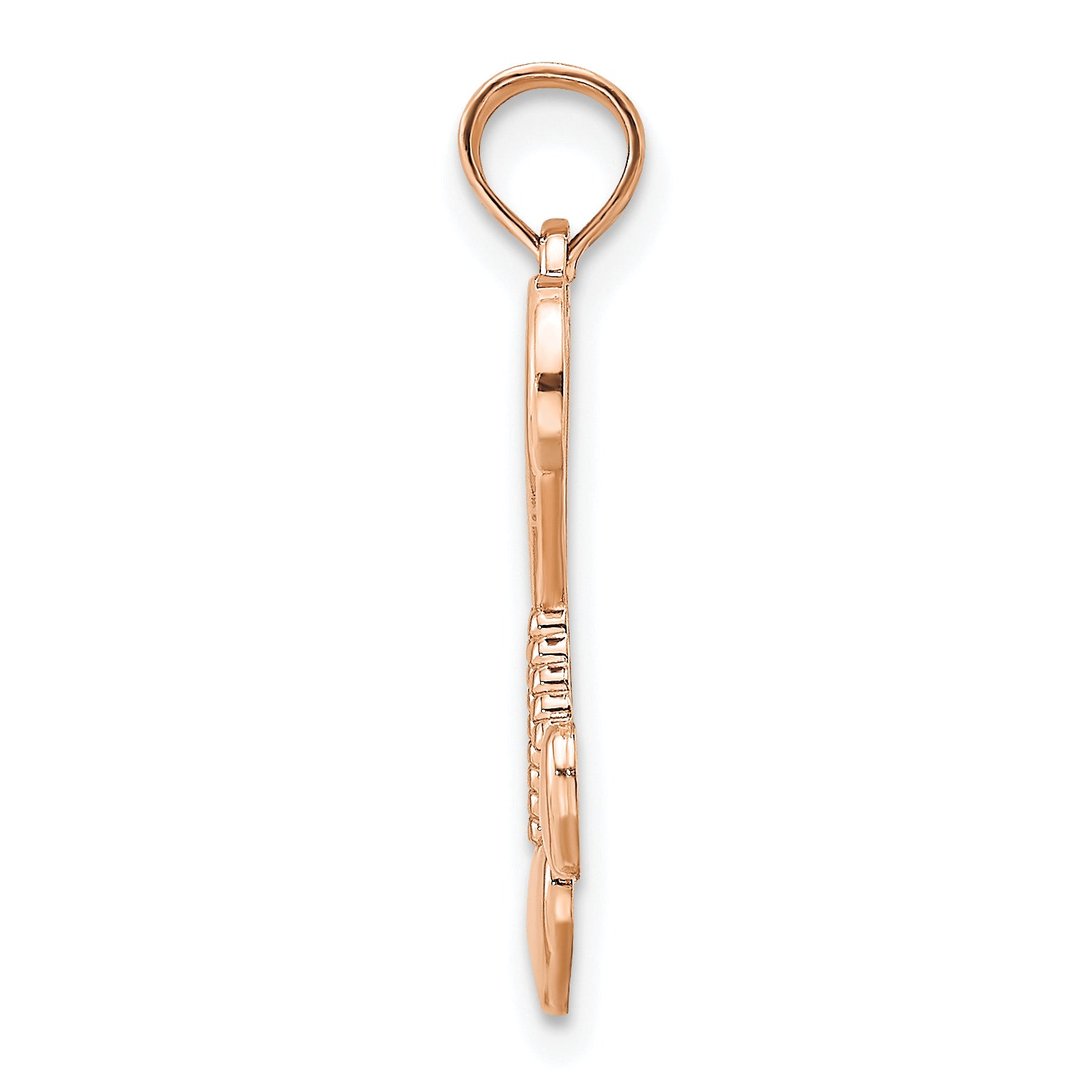 14K Rose Polished Tassle Hearts Pendant Secondary image