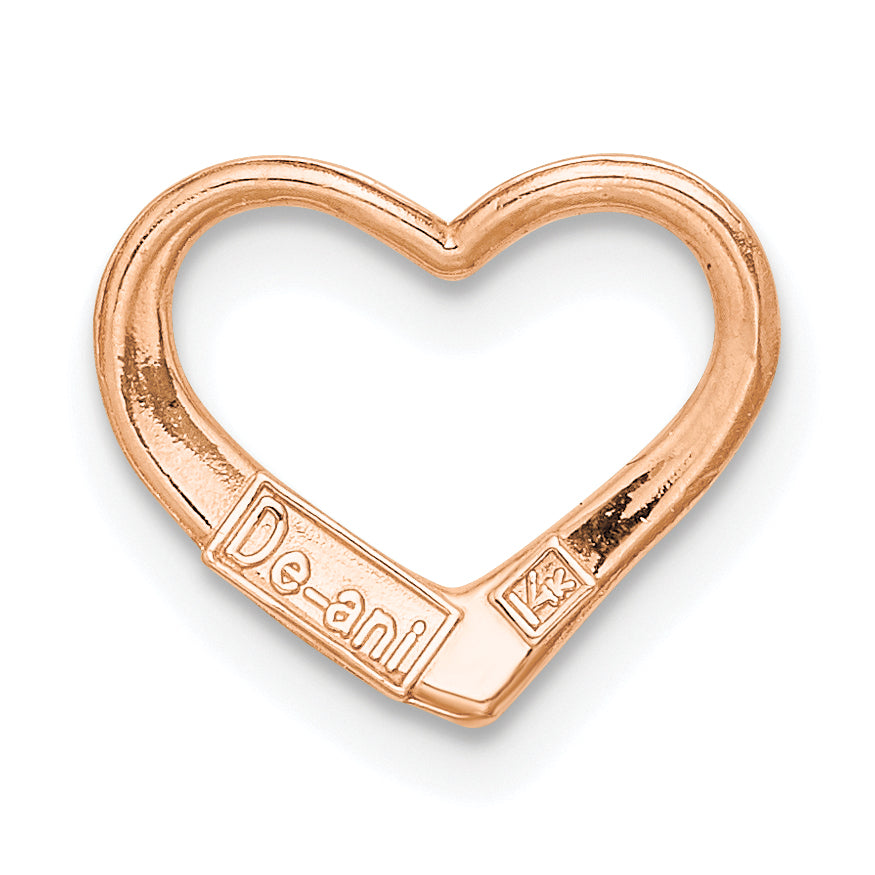 14K Rose Polished Heart Chain Slide
