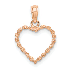 14K Rose Gold 3D Polished Rope Heart Pendant