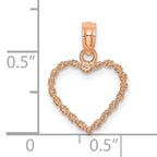 14K Rose Gold 3D Polished Rope Heart Pendant