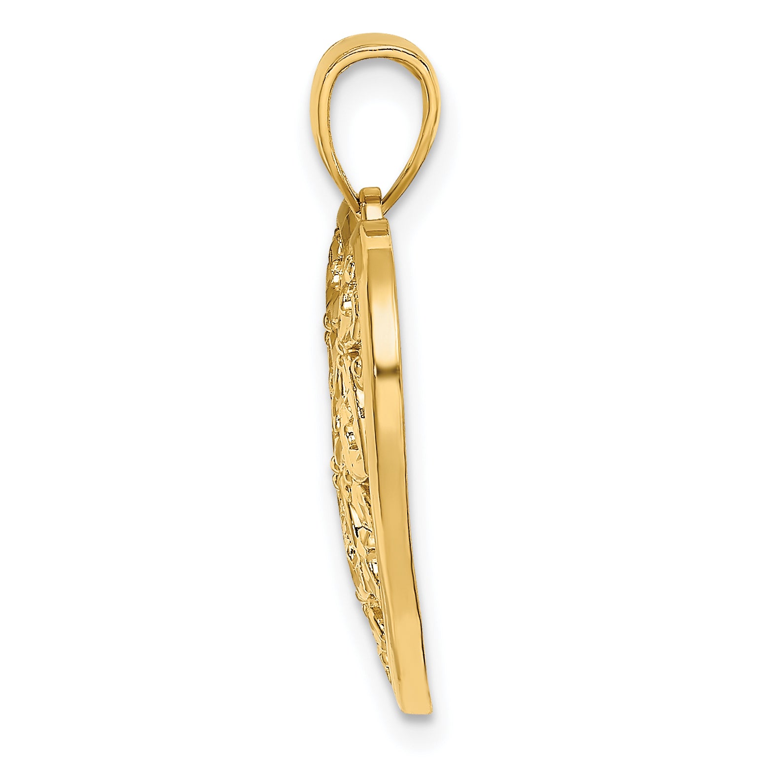 14K Diamond-cut Heart Pattern On Heart Charm Secondary image