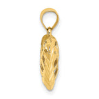 14K 3-D Diamond-cut Filigree Puffed Heart Charm