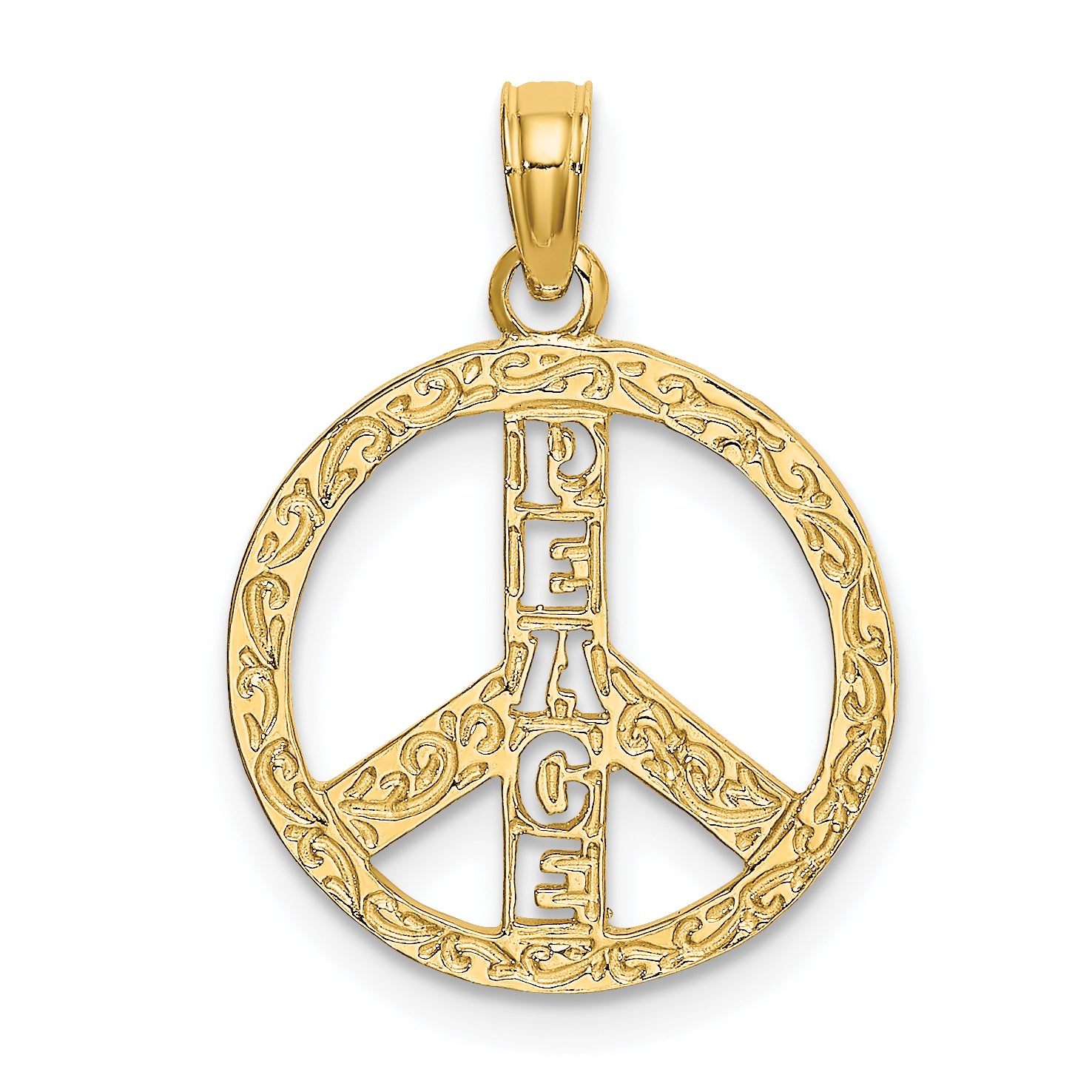 14K Flat Textured Peace Sign Charm Main image