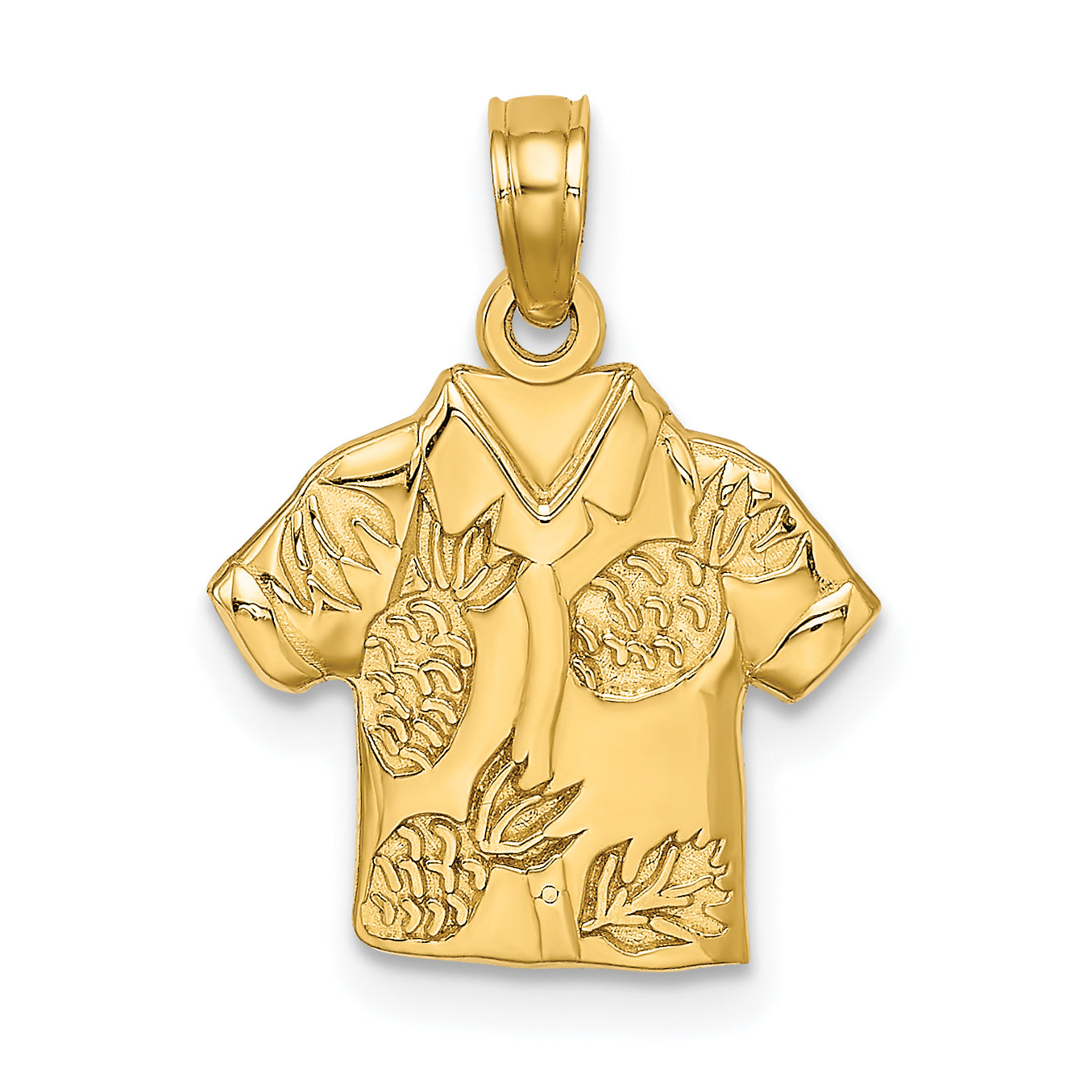 14K Polished Hawaiian Pineapple Style Shirt Charm Main image