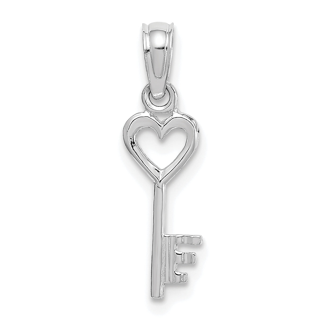 14K White Gold 3D Key w/ Heart Pendant Main image