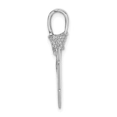 14K White Gold 3-D Arrowhead Charm
