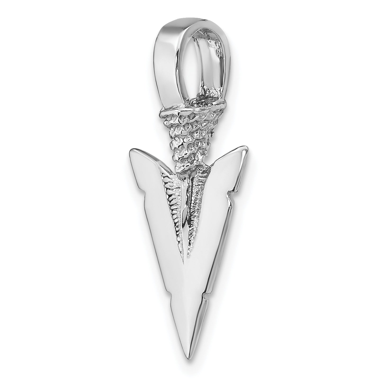 14K White Gold 3-D Arrowhead Charm