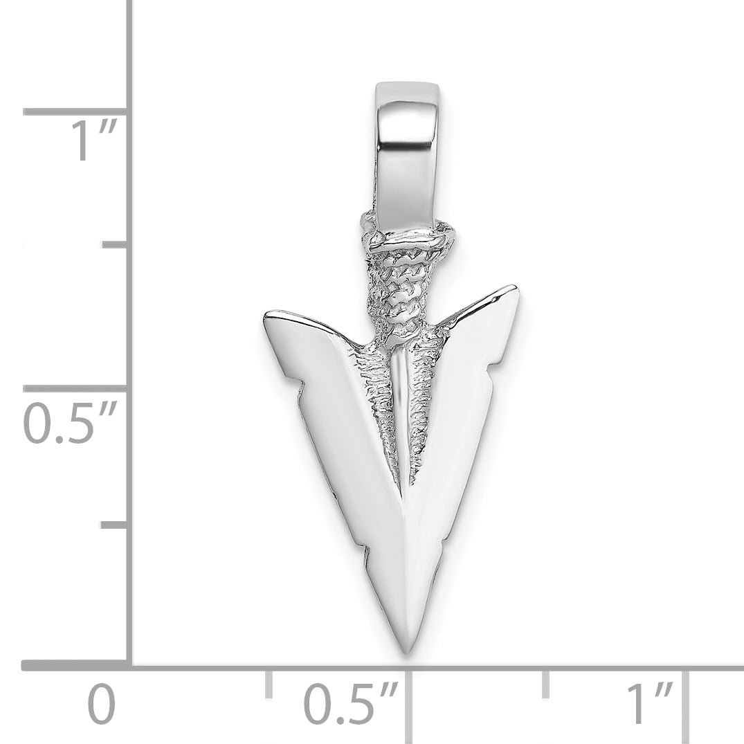 14K White Gold 3-D Arrowhead Charm