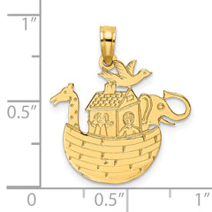 14K Engraved Flat Noah's Ark Charm