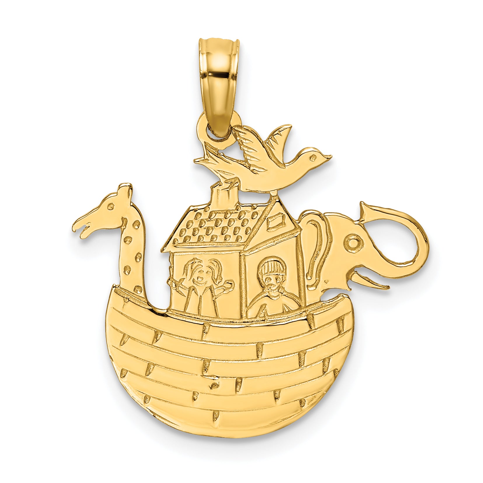 14K Engraved Flat Noah's Ark Charm Main image