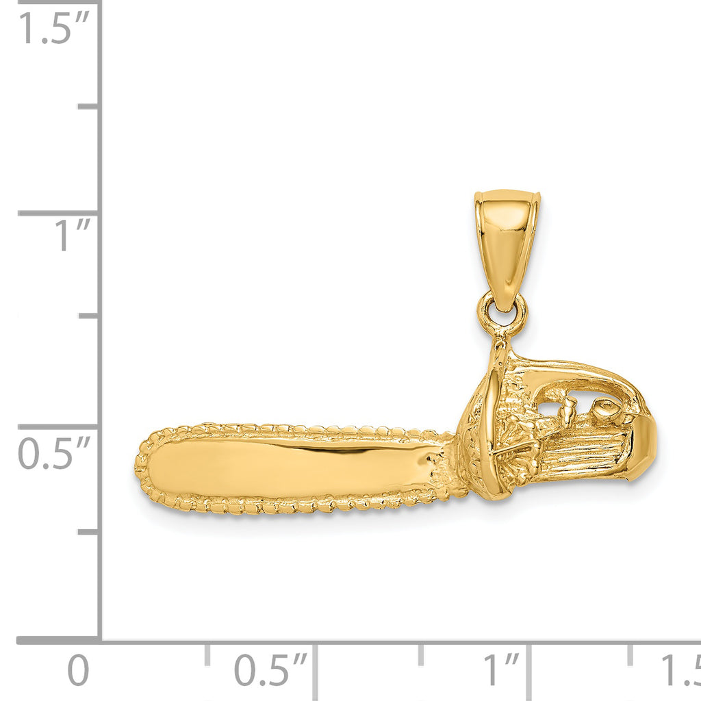 14K 3-D Large Chain Saw Charm