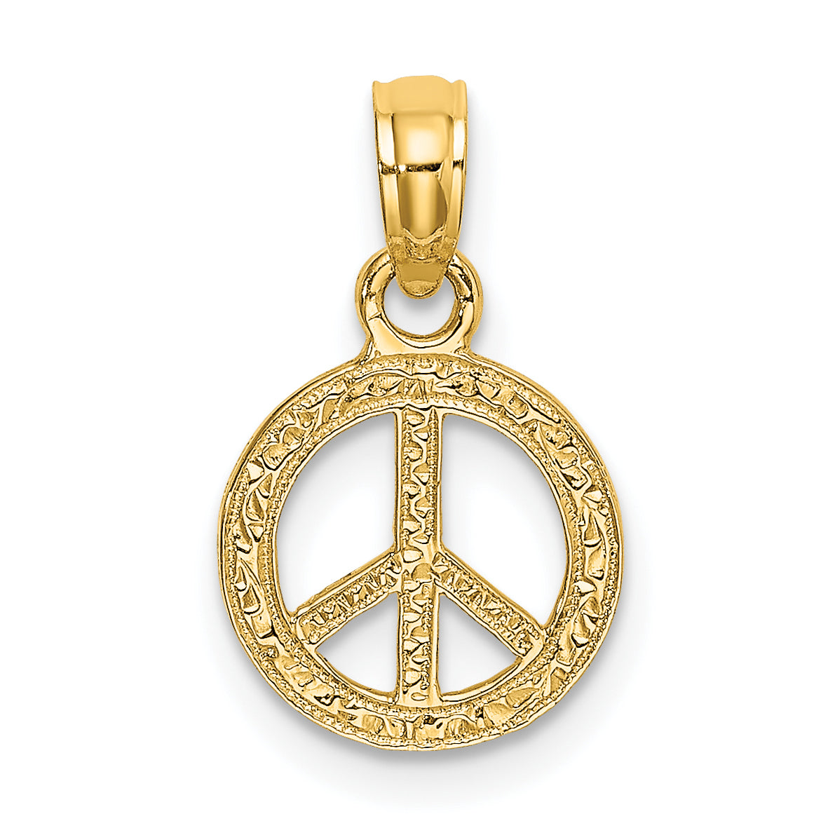 14K Flat Textured Mini Peace Sign Charm Main image