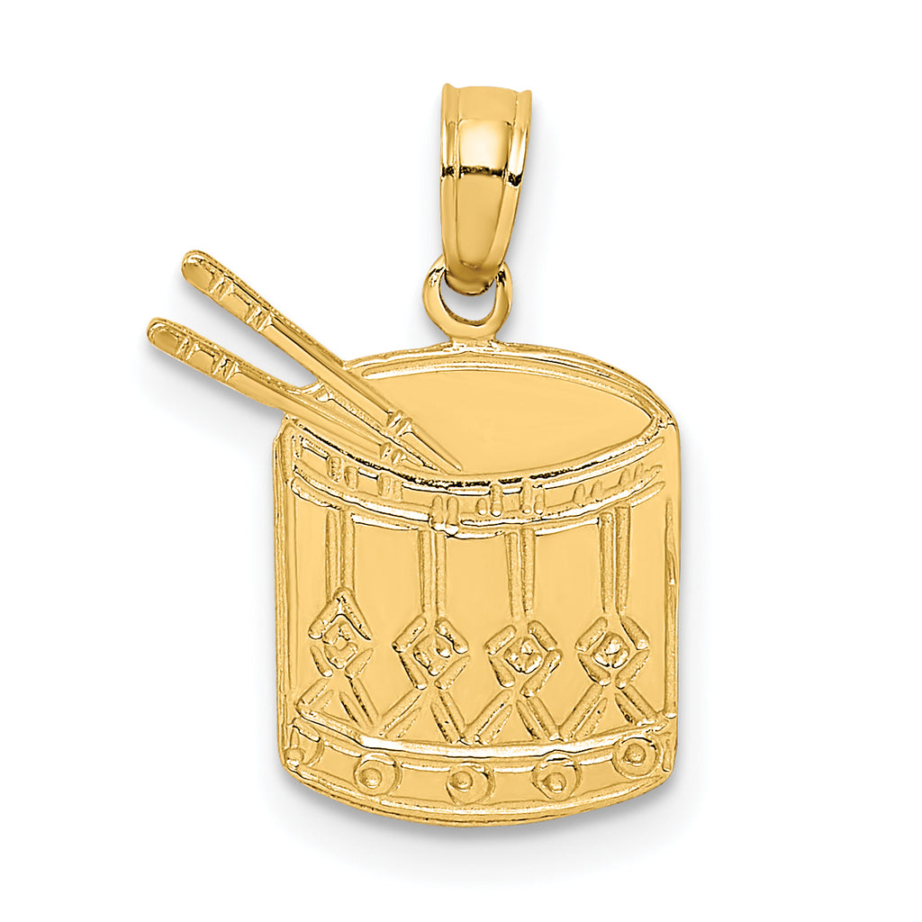 14K Polished Drum and Sticks Charm