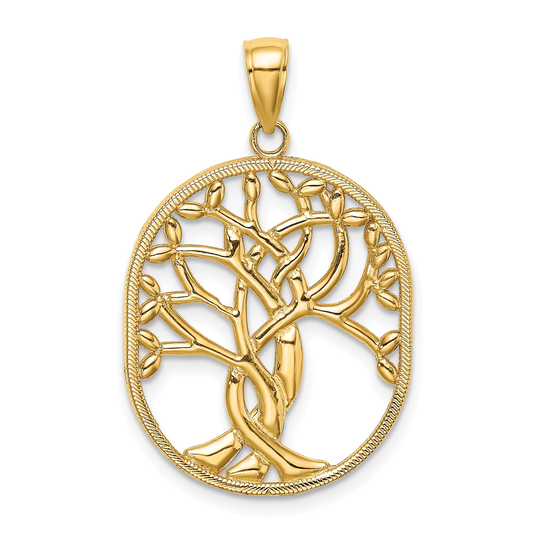 14K Tree of Life Celtic Knot in Oval Frame Pendant Main image