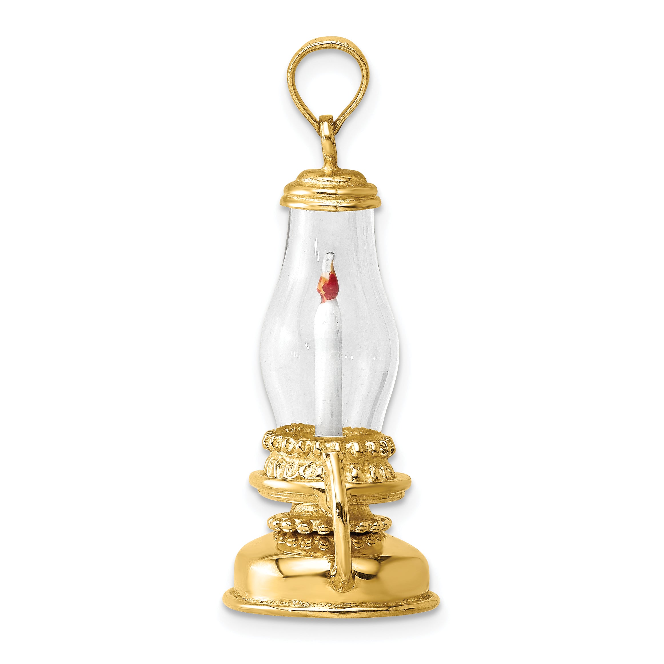 14K Glass w/ Enamel 3-D Candle Lantern Charm Secondary image