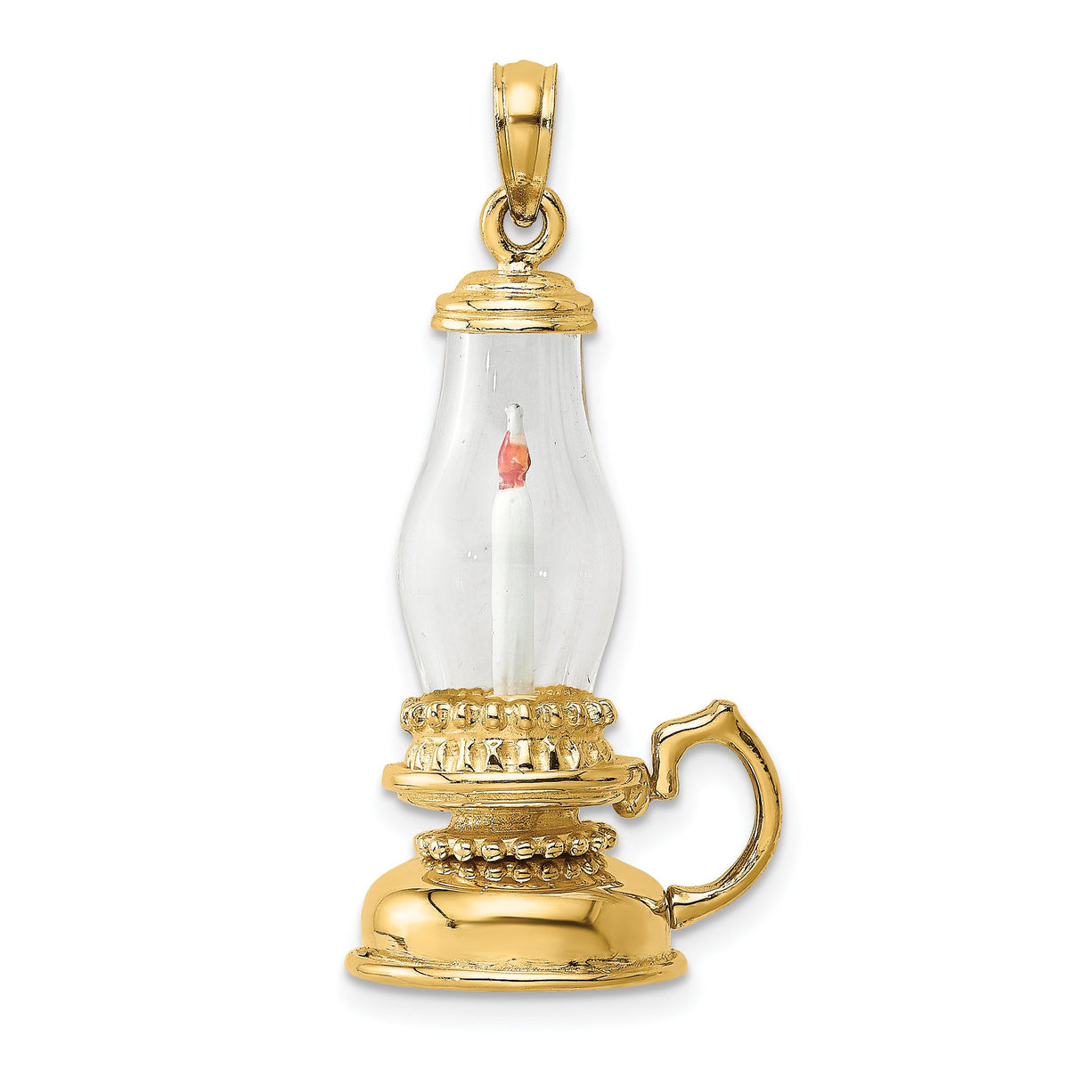 Glass Lantern Charm in 14K Yellow Gold with Enameled Candle, 25mm - Sophia Jewelers Main image