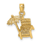 14K 3-D Beach Chair w/ Umbrella Charm