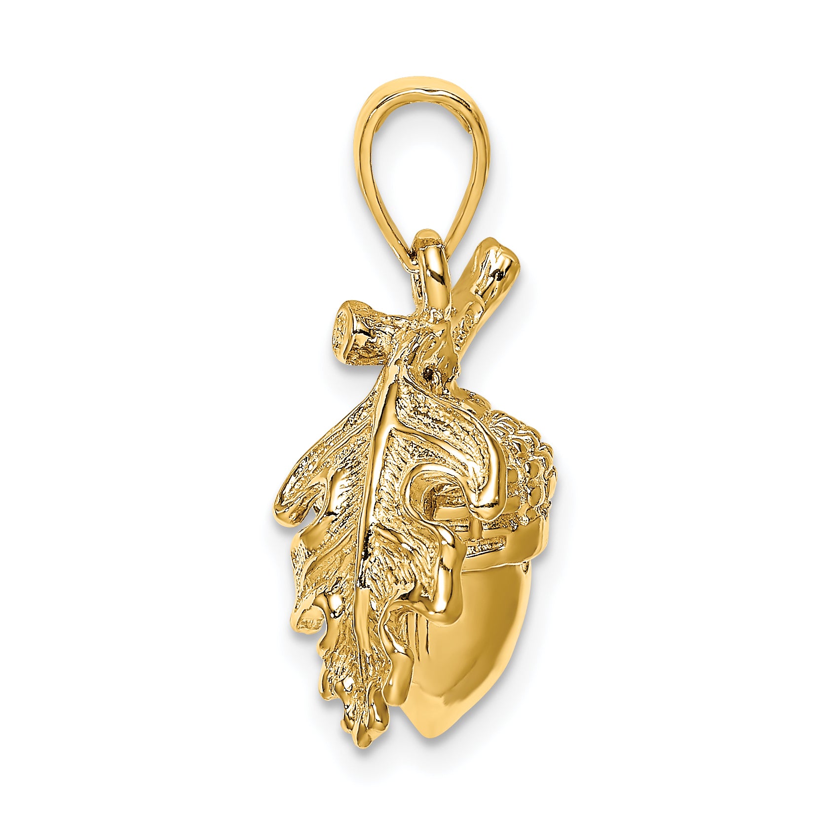 14K 3-D Acorn w/Leaf Pendant Secondary image
