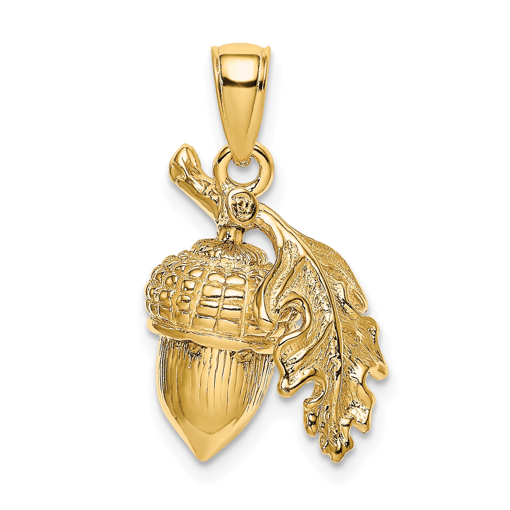 14K 3-D Acorn w/Leaf Pendant Main image
