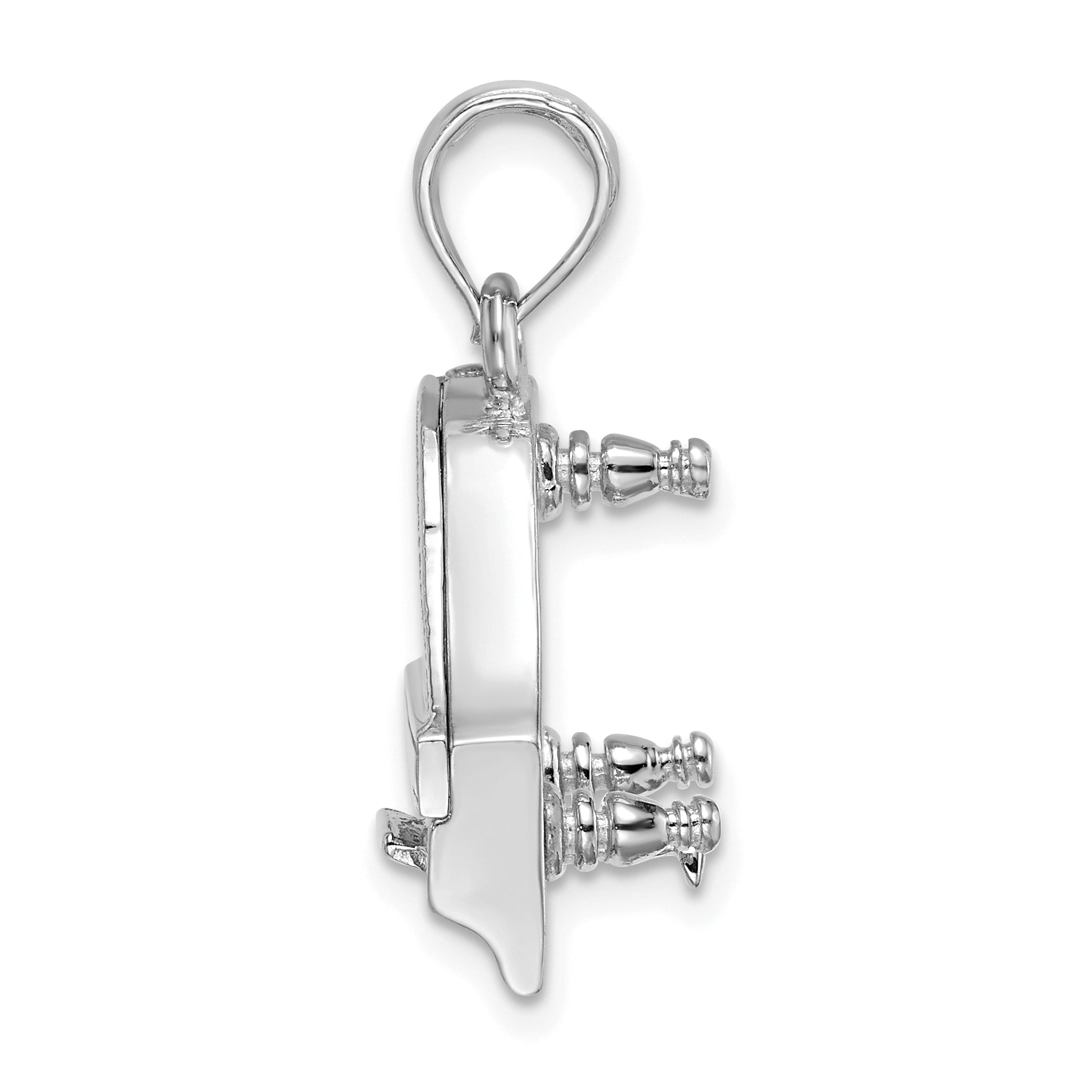 14K White Gold 3-D Top Opens Grand Piano Charm Secondary image