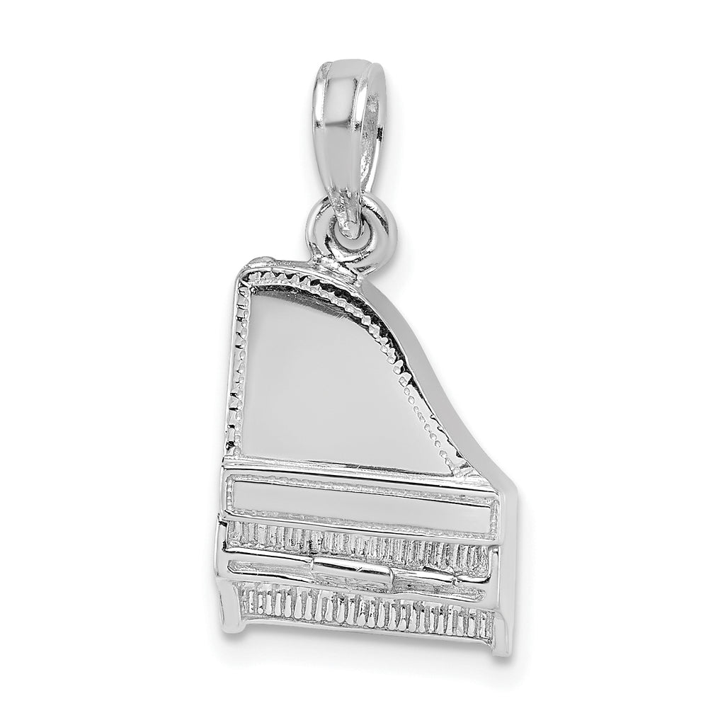 14K White Gold 3-D Top Opens Grand Piano Charm