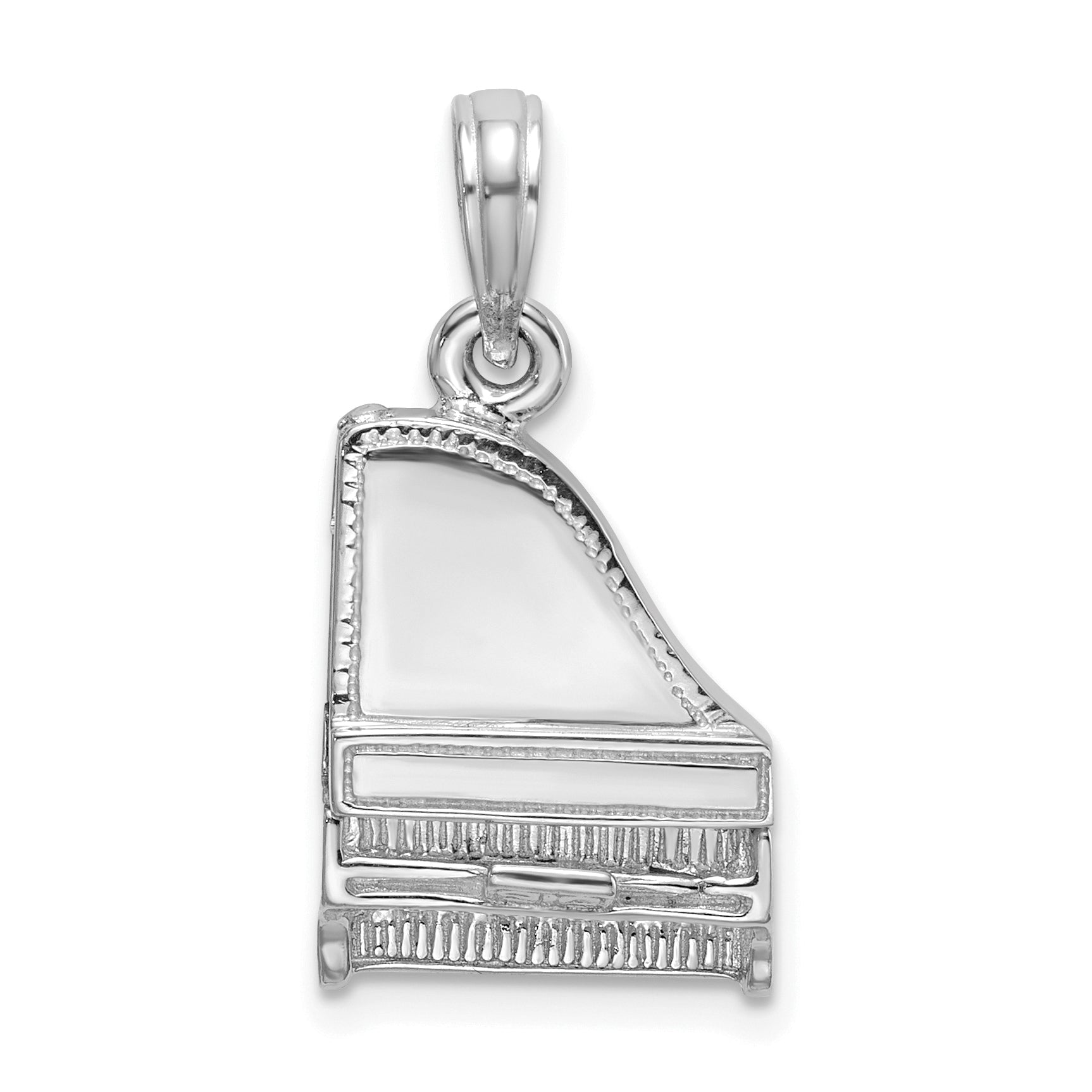 14K White Gold 3-D Top Opens Grand Piano Charm Main image